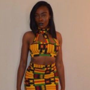 Kente Print Crop Top and Mermaid Skirt US Size 6